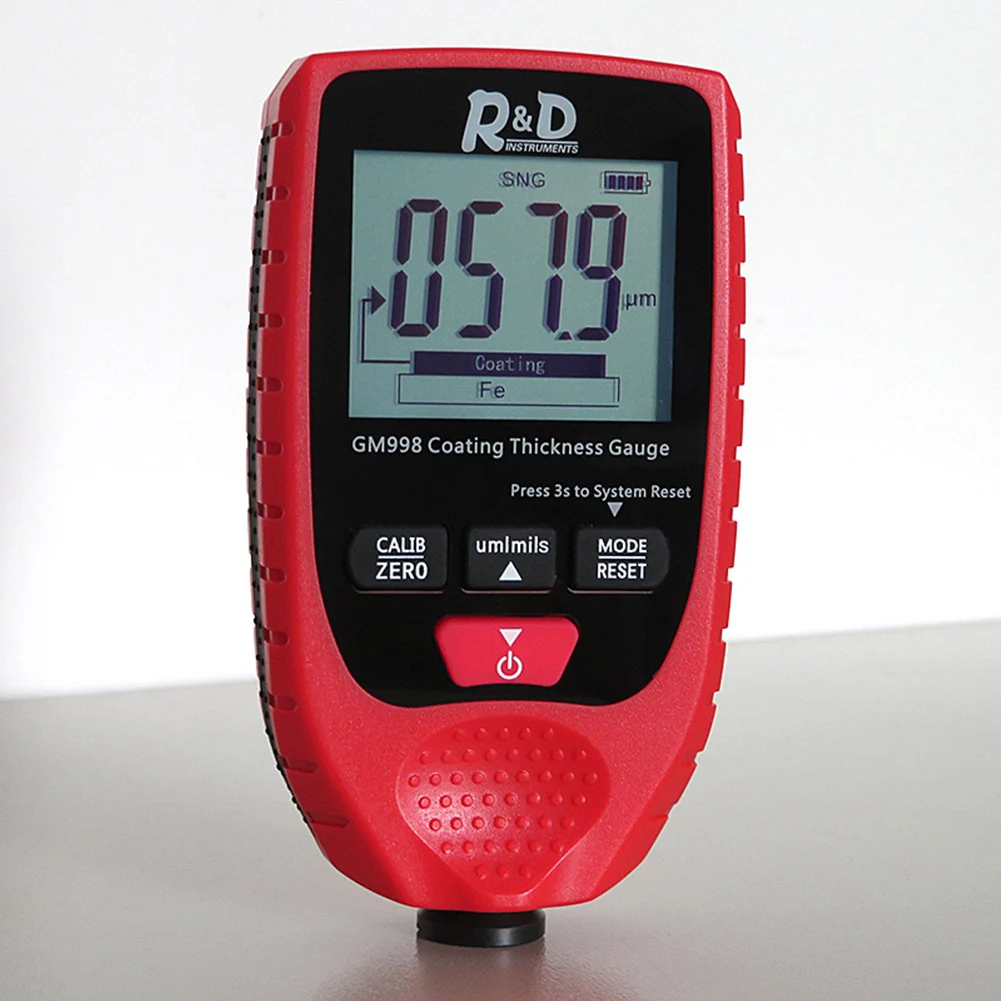 

Portable Battery Powered Anti Slip Car Paint Home Thickness Gauge Meter Handheld Auto Power Off Industrial Compact LCD Display