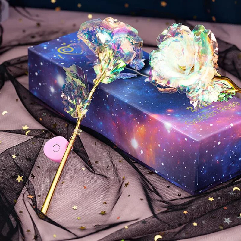 Имитация вечности 24 к Золотая фольга роза цветок Радуга день Святого Валентина