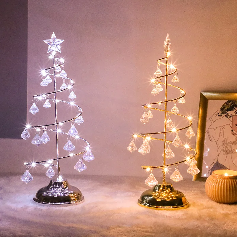 

Christmas Living Room Decoration Crystal Xmas Tree Night Light Fairy Lights Christmas Festoon Led Light Wedding Holiday Lighting