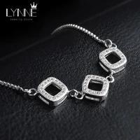 new fashion cubic zirconia three square pendant chain bracelets 925 sterling silver adjustable charm bracelet women jewelry gift