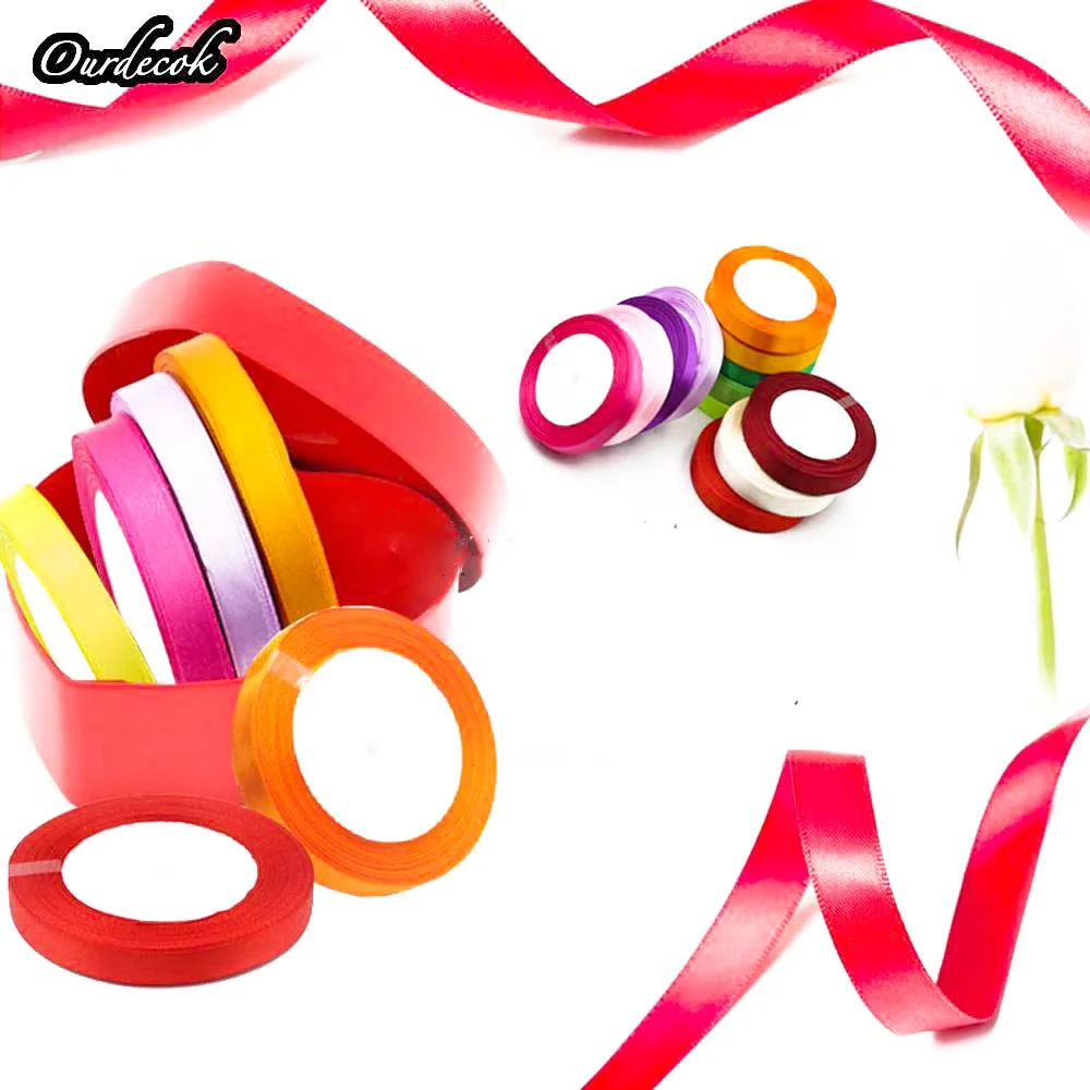 10 шт. Сатиновые ленты шириной 25 ярдов 6 мм для свадьбы украшения рождественской