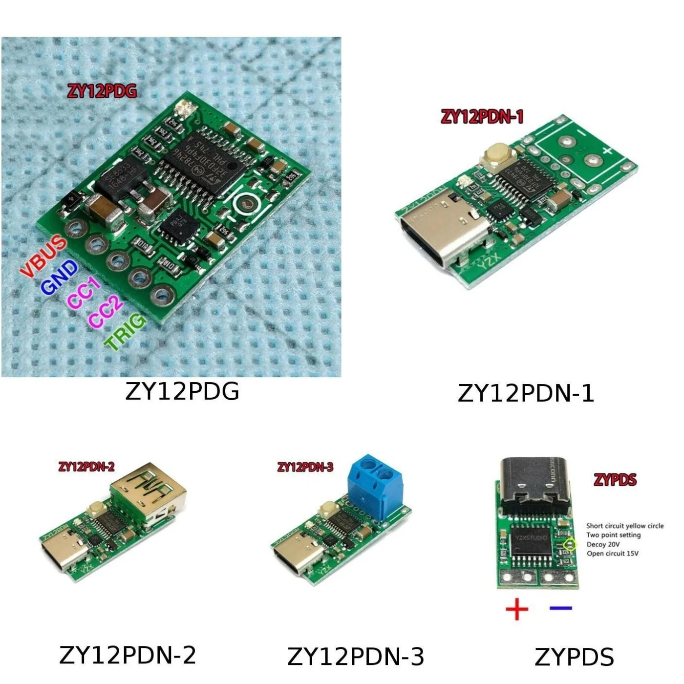 100 Вт Type-C USB C PD2.0 от 3 0 до DC быстрый заряд триггер датчик опроса Зарядка для ZYPDS ZY12PDG