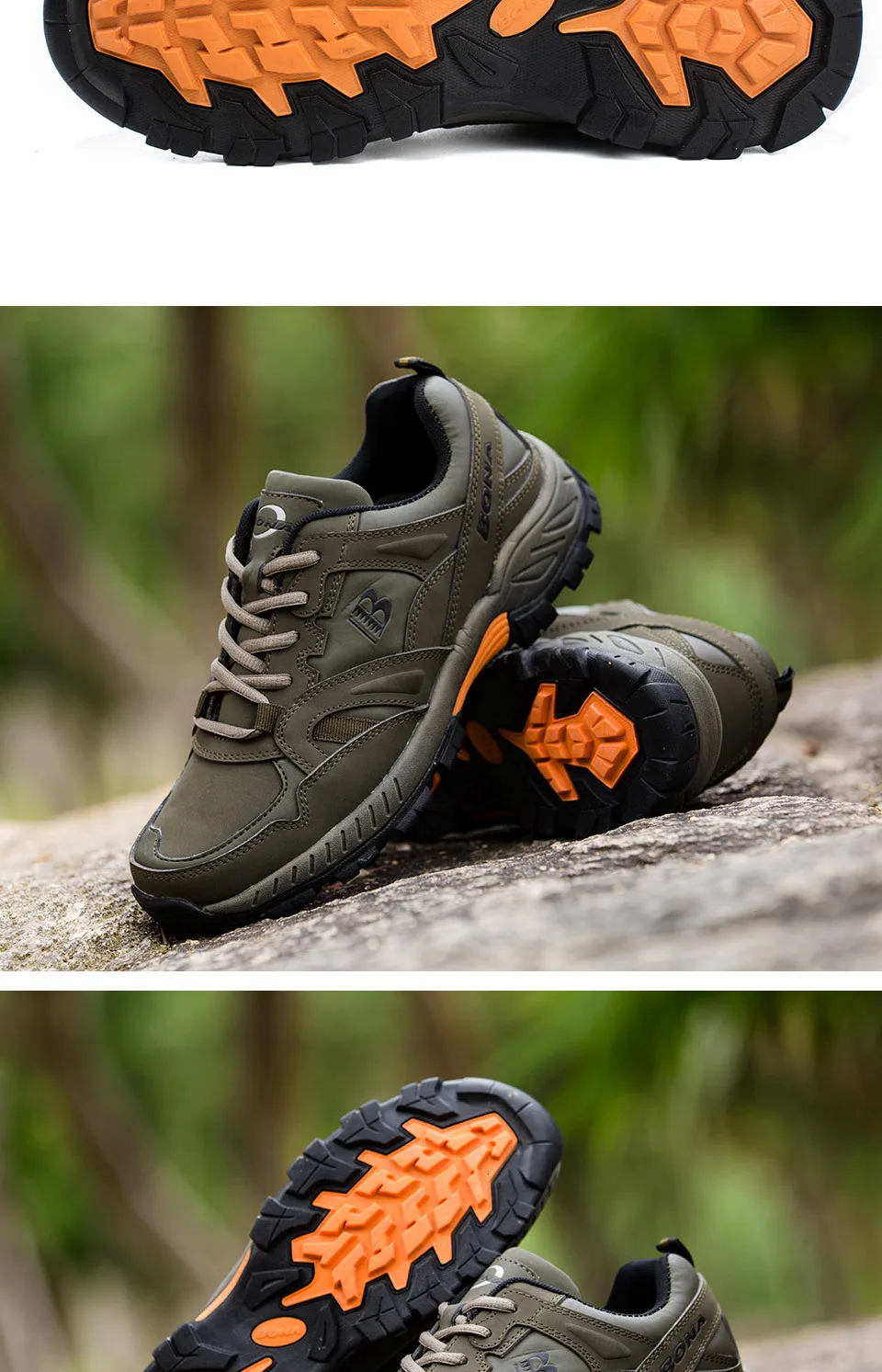 BONA Man Hiking Shoes Men Suede Breathable Lace Up Men Athletic Shoes Outdoor Jogging Sneakers Comfortable Soft Outdoor Sneakers