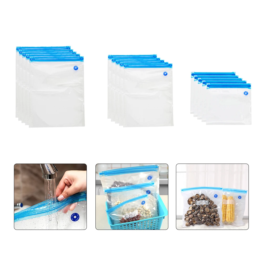 17/20 штук Набор вакуумных Еда сумка для хранения Пластик Ziplock мешок многоразовые