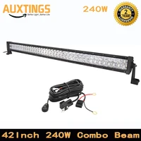 waterproof 42 inch 240w 4x4 offroad led light bar double rows combo beam 12v car driving light with wiring harness for truck