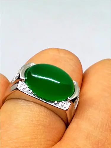 

LETSFUN Fine JewelryNatural Green Jade Ring Round 925 Silver Finger Circles Adjusted Free Shipping