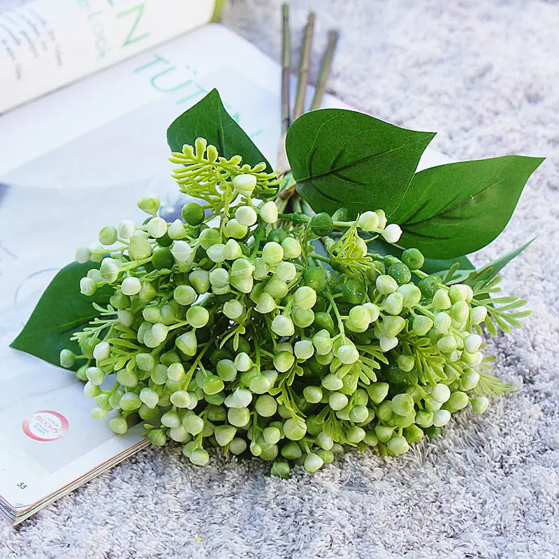 Роскошные 4 шт./партия зеленые бобы фрукты букет поддельные цветы с листьями для