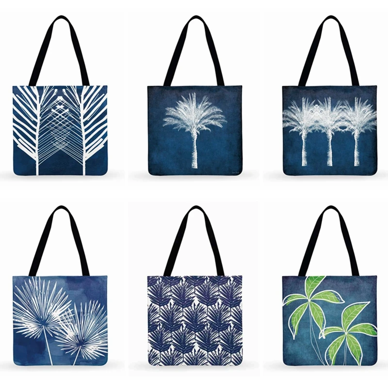 

Женская сумка, синяя, с принтом растений