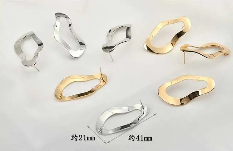 Серьги ручной работы с медным покрытием овальные золотистые/Серебристые серьги