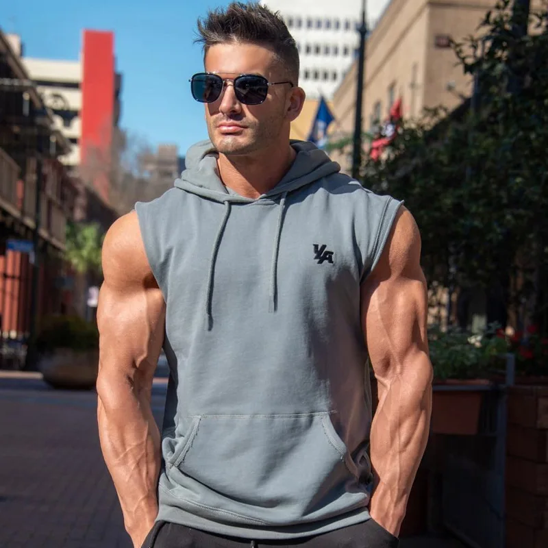 

New Brand Summer Fitness Stringer Hoodies Muscle Shirt Bodybuilding Clothing Gym Tank Top Mens Sporting Sleeveless shirts2021