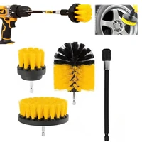 4pcs car drill brush kit power scrubber for cleaning bathroom bathtub brushes scrub cleaner tools accessories yellow red