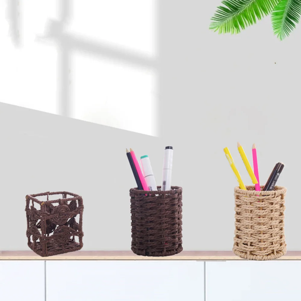 

Tabletop Weaved Pen Holder Pen Organizer Pencil Container for Home Office