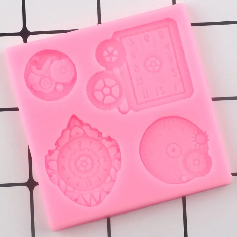 Steampunk Clock Silicone Molds Baby Birthday Cupcake Topper Fondant Cake Decorating Tools Candy Clay Chocolate Gumpaste Moulds | Дом и сад