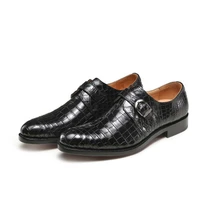 linshe men crocodile shoes mens shoes manual business men dress shoes pointed wedding shoe groom shoes crocodile leather
