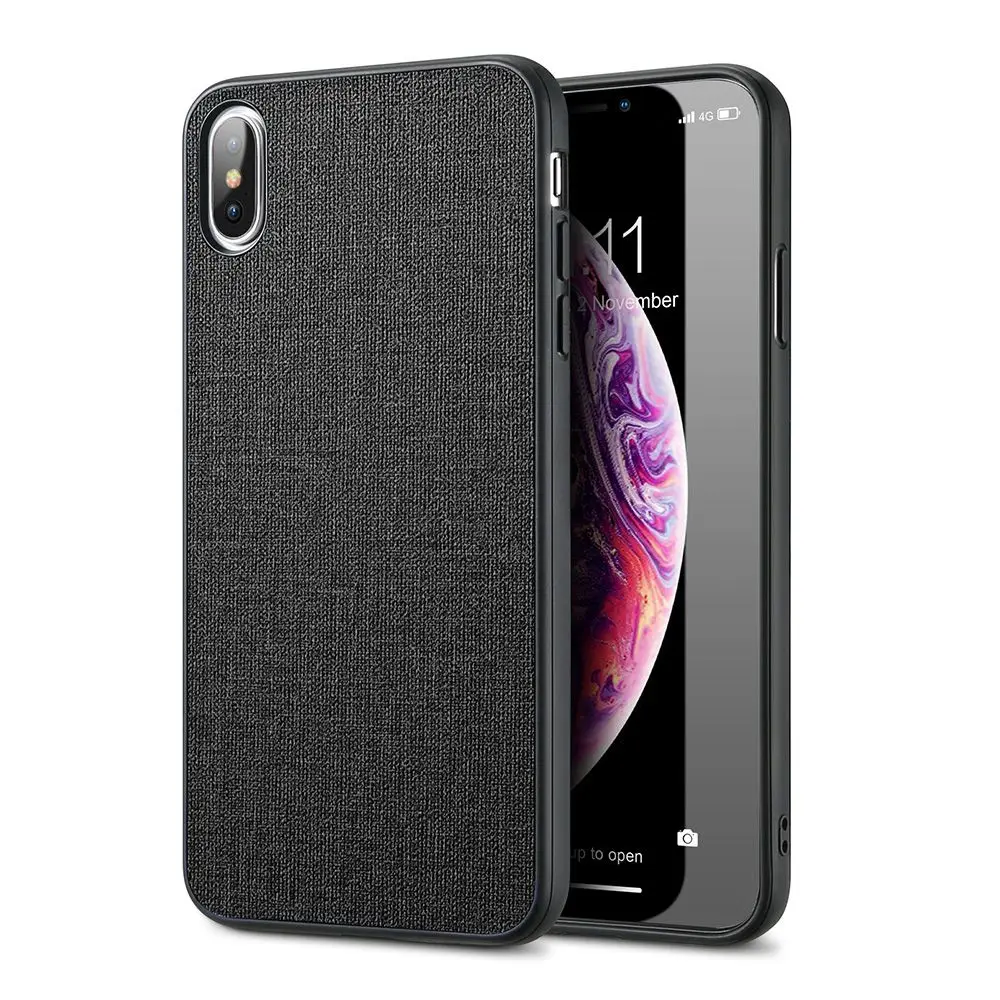 Black Роскошный тканевый текстурный чехол для iPhone XR XS Max X 11 Pro, мягкий ТПУ чехол для телефона чехол для iPhone 5 5S SE 6 6S 7 8 Plus - Цвет: Black