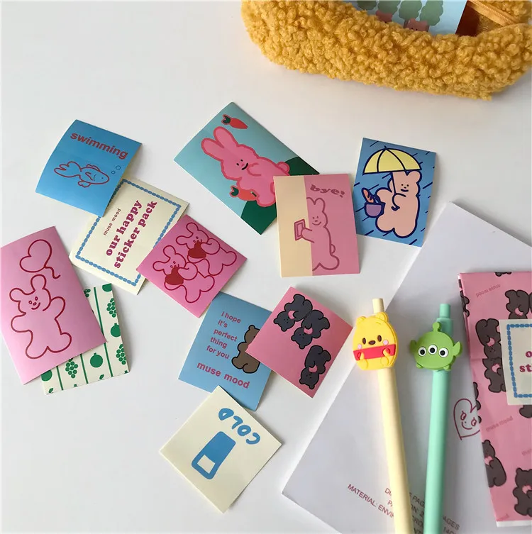 11 листов милых наклеек в стиле Ins наклейки Мультяшные кролики кофейный медведь