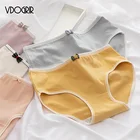 Сексуальные женские хлопковые трусики VDOGRIR, нижнее белье, бесшовные однотонные трусики с низкой талией, милые трусики для девушек, удобное женское нижнее белье, трусики