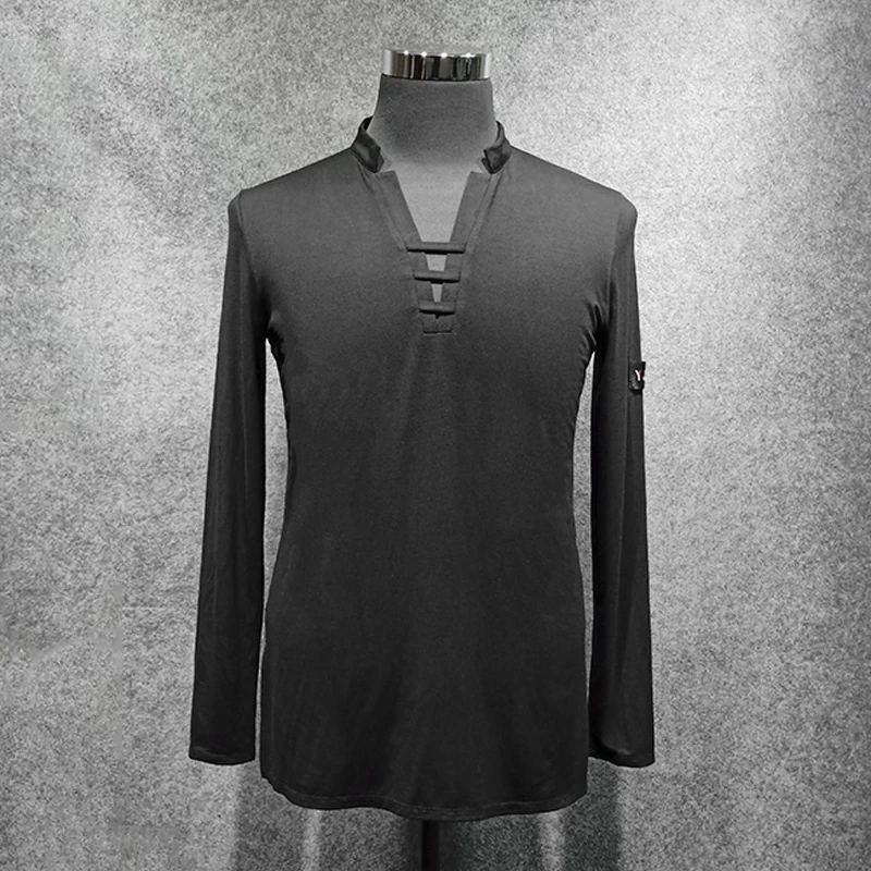 Одежда для латинских танцев Мужская осенняя и зимняя новая танцевальная рубашка