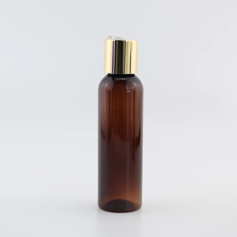 120 мл 40 шт пустые черные бутылки для жидкого мыла и лосьона, контейнеры для косметики, Золотая алюминиевая крышка диска, металлическая крышка бутылки для лосьона 4 унции - Цвет: Шоколад