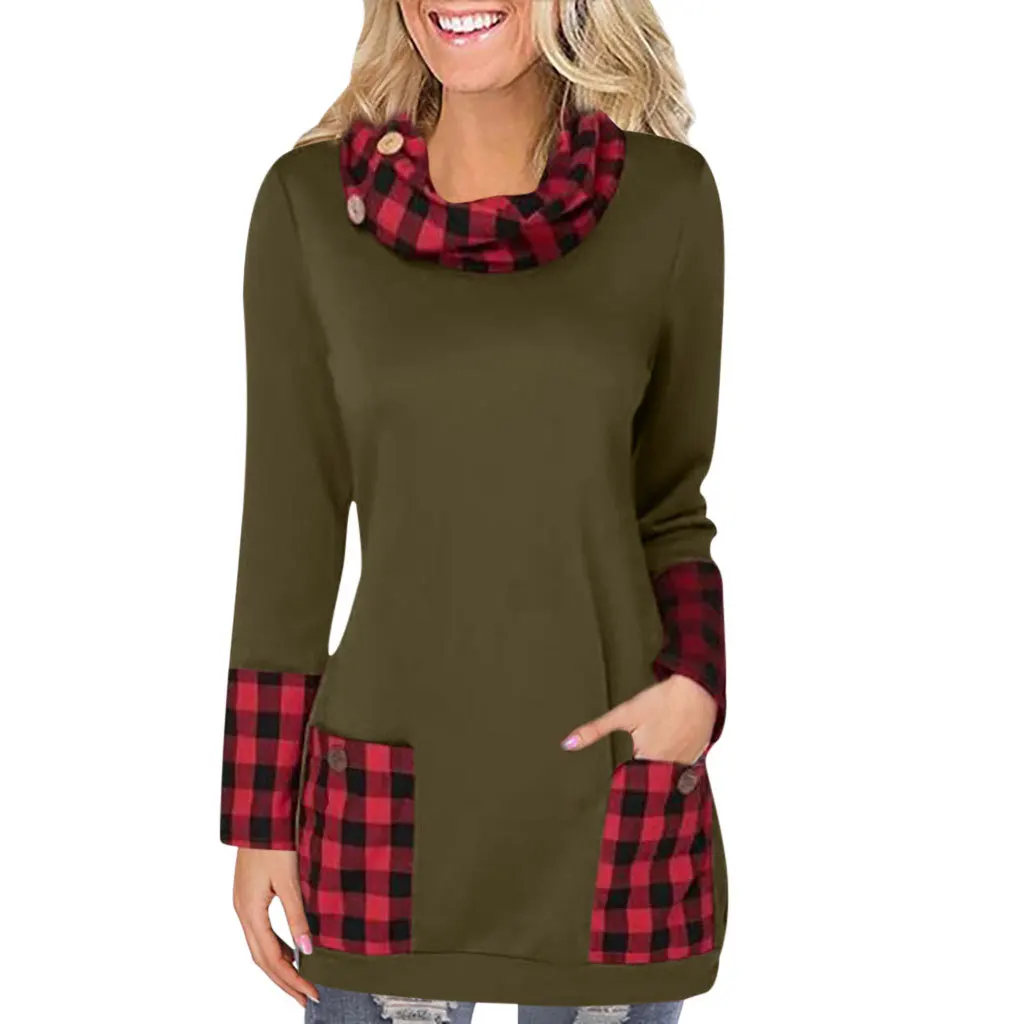

2020 Autumn And Winter Dress Plaid Stitching Long-Sleeved European And American Plus Size For Women