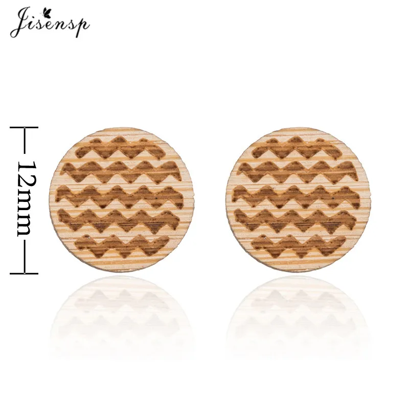 Jisensp богемный стиль модные геометрические круглые волнистые деревянные серьги