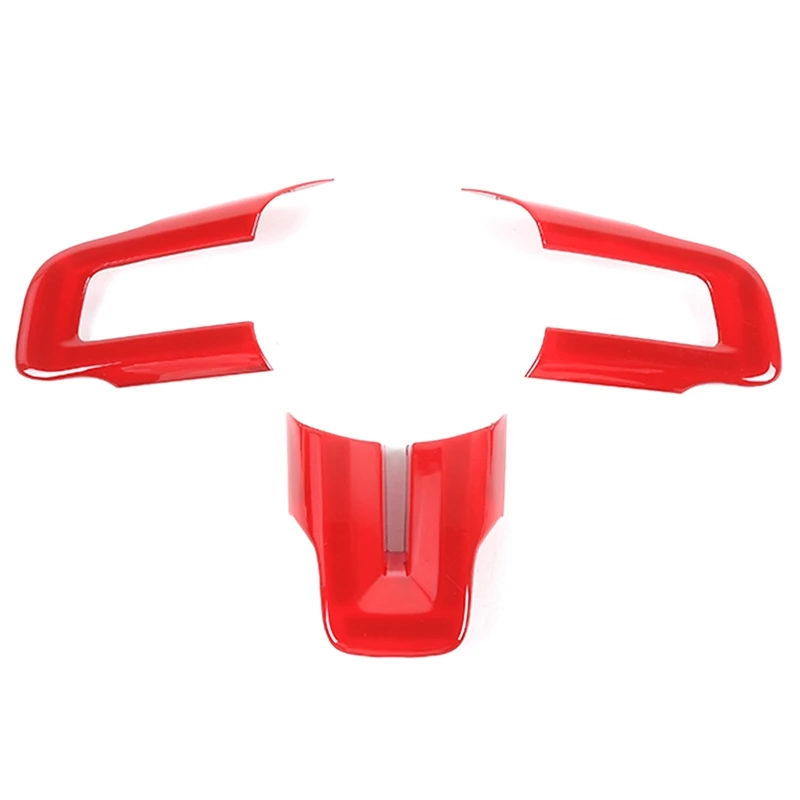 

Steering Wheel Decoration Cover Trim Stickers Interior Accessories for Ford Mustang 2015-2020 , ABS Red