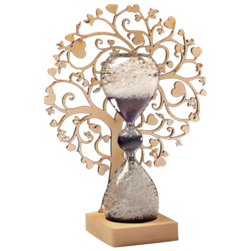 

Nordic Style Creative Bubble Wooden Block Glass Hourglass Birthday Wedding Gifts Home Craftwork Decoration Accessories