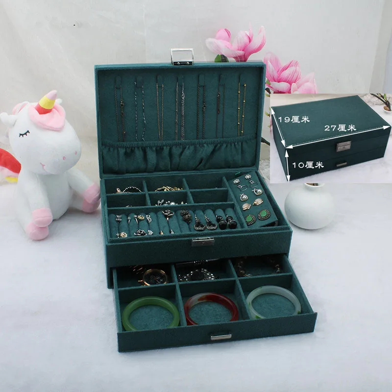 Шкатулка для ювелирных изделий органайзер с замком кожаный зеленый упаковки