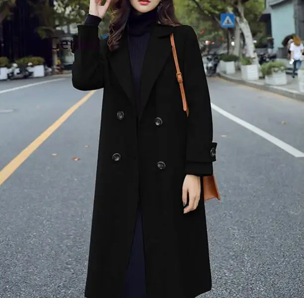 Однобортное шерстяное пальто в Корейском стиле новинка осенне зимнее средней