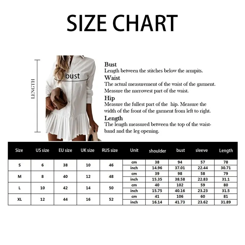

2020 New Fashion Mid-length pleated shirt all-match slim shirt skirt women Long-Sleeved Casual Dress For Women
