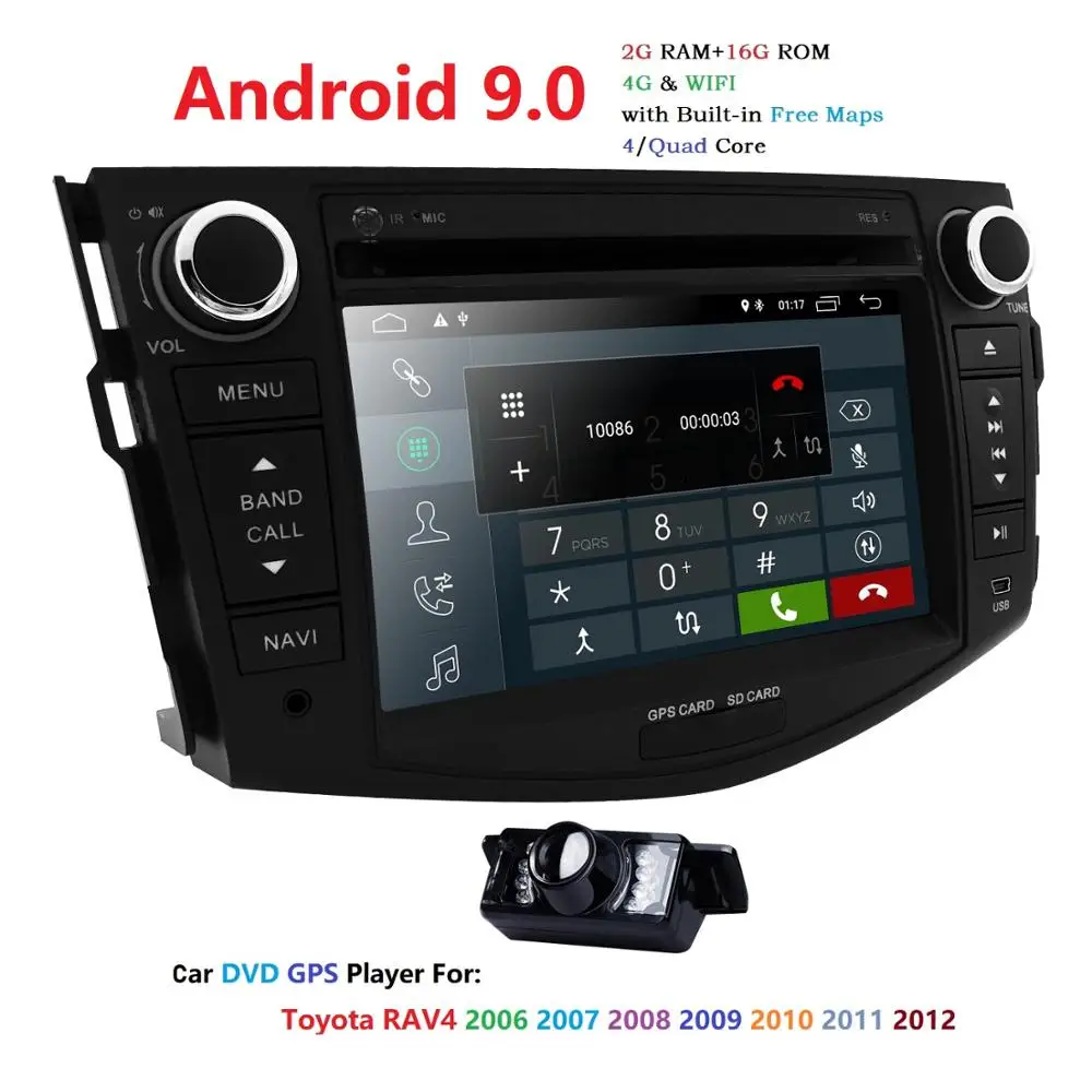Hizpo Android 9 0 dvd плеер для Toyota RAV4 2006/2007/2 8/2009/2010/2011/2012 gps 4G Wi Fi с ips Экран радио Bluetooth