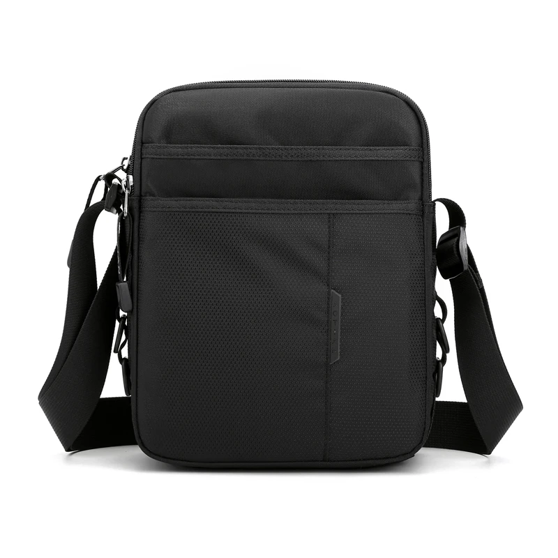 

Crossbody Bag Men's Nylon Waterproof Black Shoulder Bag Small Portable Solid Color Soft Vertical Multi-pocket Zipper Coin Purse