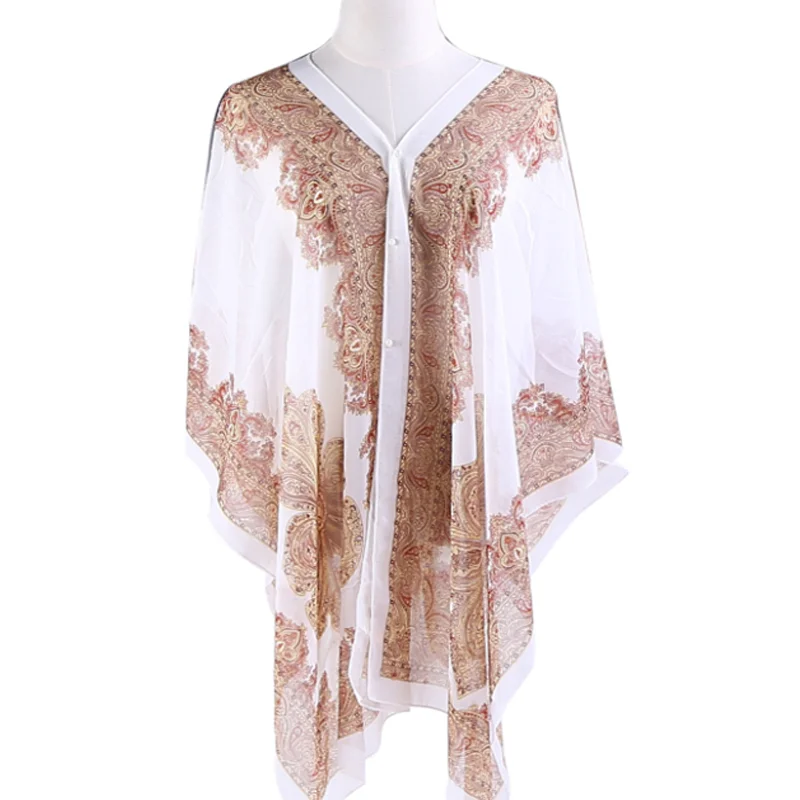 Летние шифоновые шарфы пуговицы с имитацией жемчуга одежда защитой от солнца для