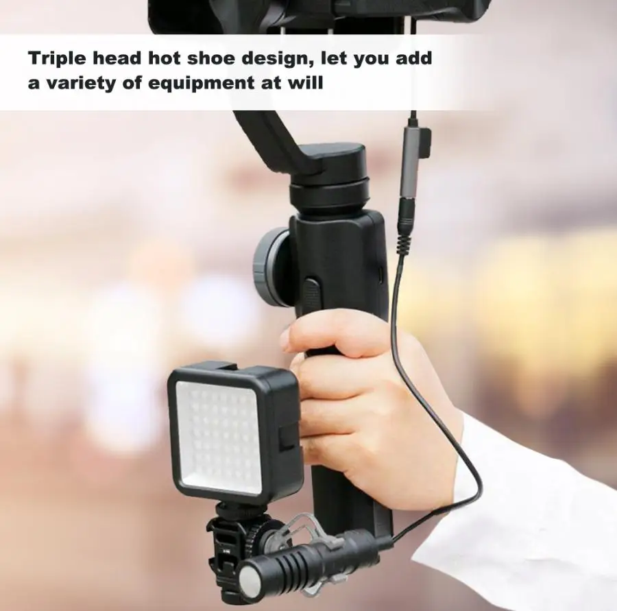 Ulanzi пластинчатый микрофон с тройным креплением для холодной обуви светодиодный