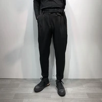 mens autumn and winter black simple slacks with hem casual trousers fashion small foot trousers