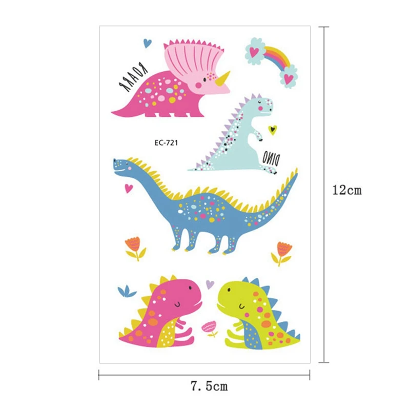 Красочные детские тату наклейки с динозавром Юрского периода боди лицо