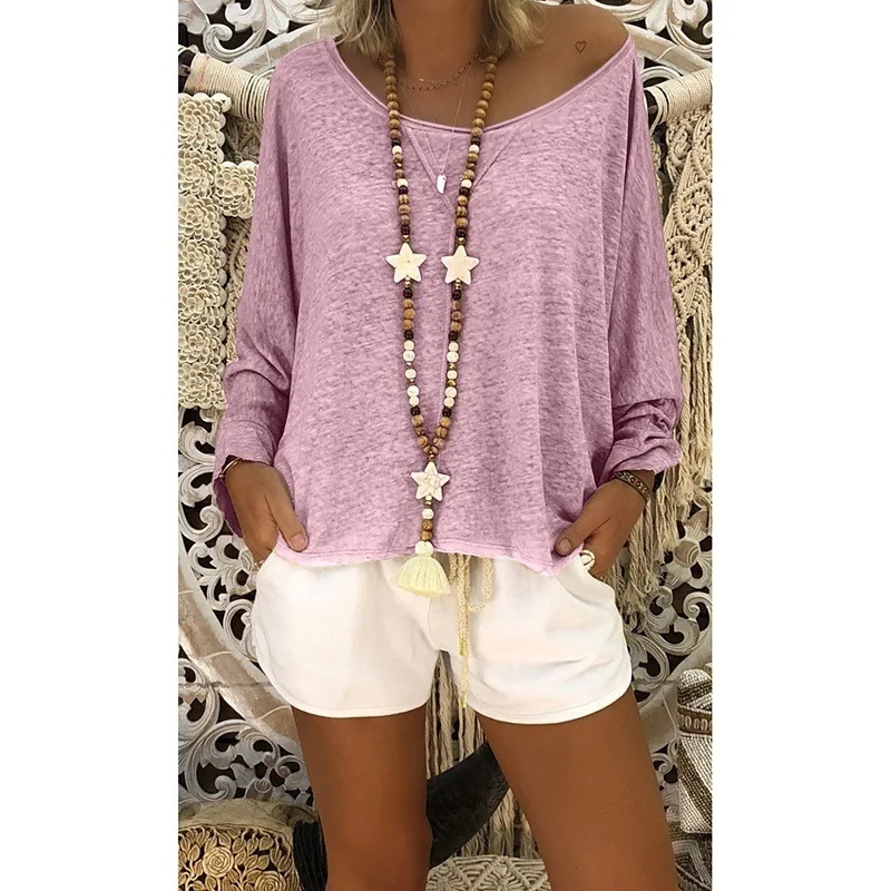 

Popular Shirt for Women In Europe and America Long Sleeve Loose Top T-shirt