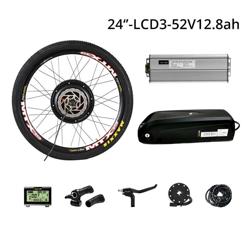 24inch 52v12.8ah 52v12. 8ah батарея для электровелосипеда с 48 в 1500 Вт комплект для переоборудования электрического велосипеда 52 В батарея 48 в Набор для электровелосипеда - Цвет: 24inch 52v12.8ah
