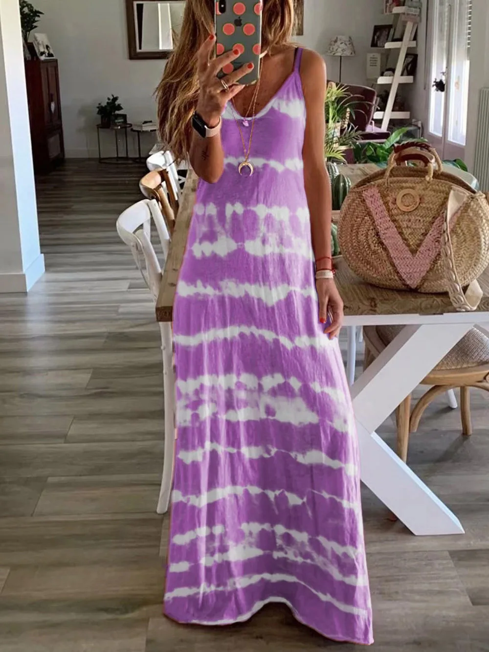 

Loose Vest Dress Fashion 2021 Women Sleeveless Printed Casual Dresses Boho Long Maxi Dress A-LINE Mama Clothing M