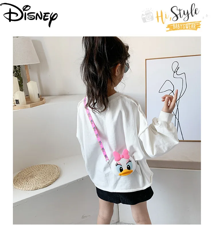 

Disney 2021 New Fashion Cartoon Girl Can Ai Donald Duck Silicone Messenger Shoulder Bag Casual Mini Wallet Kids Wallet