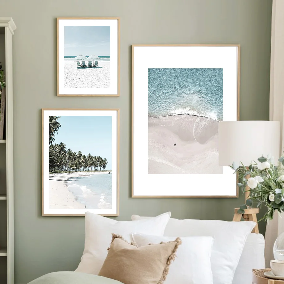 Sea Beach Umbrella Starfish Sailboat Palm Wall Art Canvas Painting Nordic Posters And Prints Pictures For Living Room Decor | Дом и сад