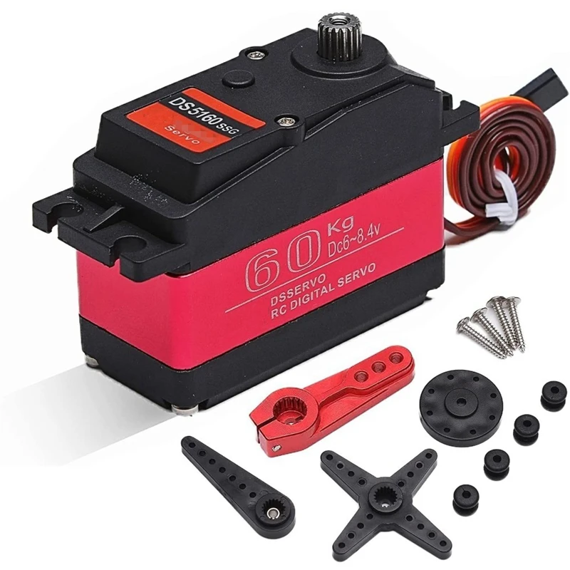 

High Torque Waterproof 60Kg 180° DS5160 Metal Gear Digital Servo for RC Robot Car 1/6 Axial SCX6 1/5 Redcat HPI Baja