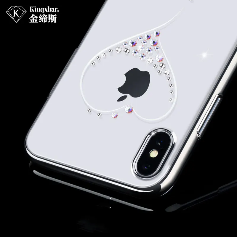 Блестящий тонкий чехол для iPhone XS/XS Max 6 5/X жесткий с кристаллами и бриллиантами