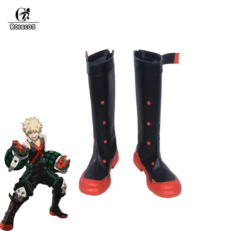 Аниме обувь для косплея ROLECOS MHA Bakugou костюм кацуки косплей боевой высокие черные