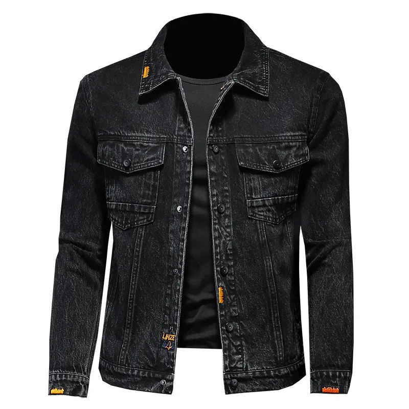 

Fashion Men's Denim Trucker Jacket Spring Autumn Washed Jeans Biker Coat Classic Motorcycle Outerwear Tops High Quality
