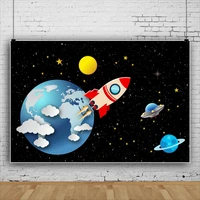 laeacco universe spaceship child baby birthday party decor planet starry backgrounds for photography customized photo backdrops