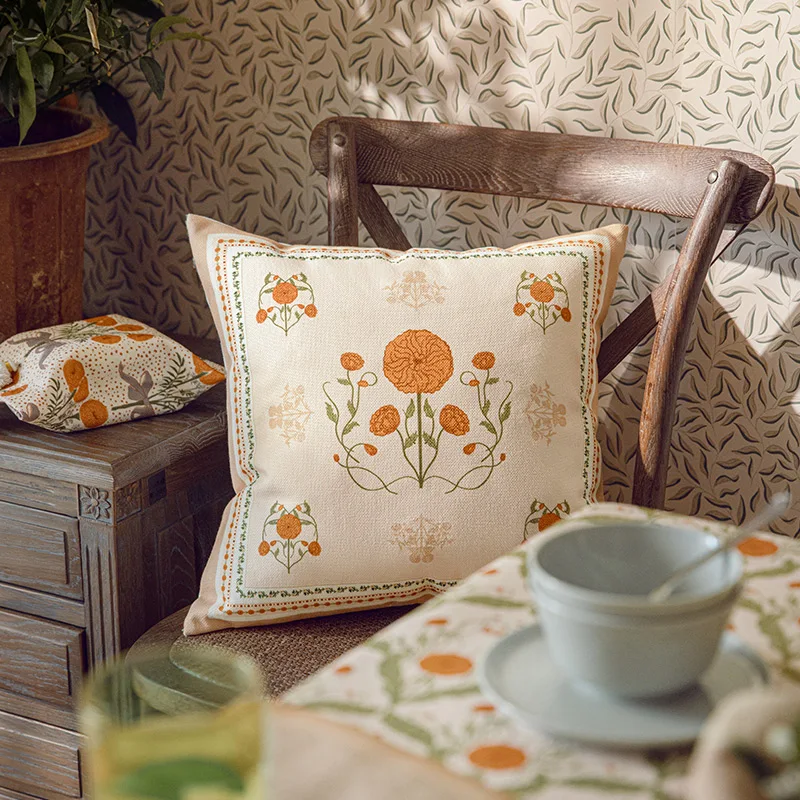 

Vintage Marigold Pillow Case Nordic Decorative Pillowcase Printing Cushion Cover Pillow Cases for Home Hotel Studio 43*43cm