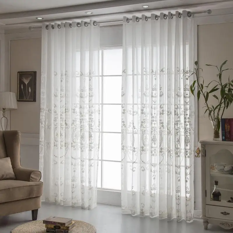 

European Style Embroidered Window Screen Curtain Encryption Embroidery Bedroom Living Room Bay Window Balcony Screen Curtain