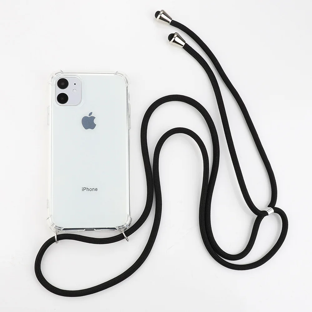 Прозрачный защитный чехол с длинным ожерельем для iPhone 11 PRO XS MAX XR X 8 7 6S 6 plus 5S чехол через плечо