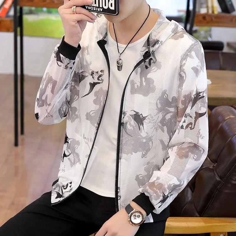 Куртка-бомбер мужская Тонкая воздухопроницаемая приталенная с